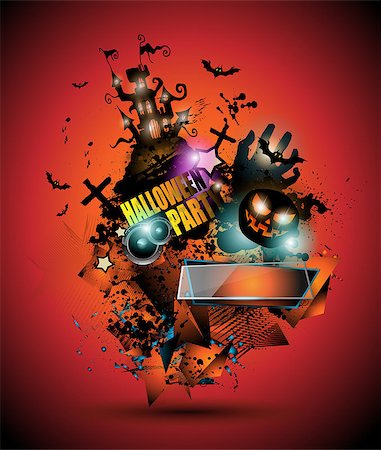 simsearch:400-09052600,k - Halloween Night Event Flyer Party template with Space for text. Ideal For Horror themed parties, Clubs Posters, Music events and Discotheque flyers. Stock Photo - Budget Royalty-Free & Subscription, Code: 400-08259826