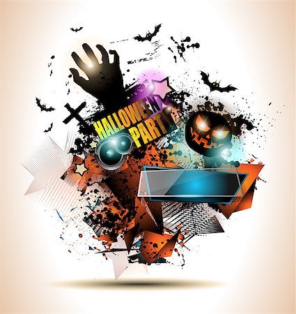 Halloween Night Event Flyer Party template with Space for text. Ideal For Horror themed parties, Clubs Posters, Music events and Discotheque flyers. Stock Photo - Budget Royalty-Free & Subscription, Code: 400-08259823