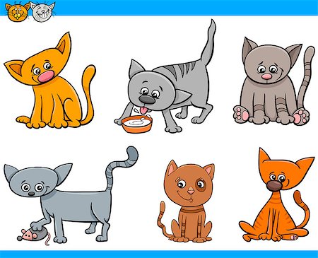 simsearch:400-09093373,k - Cartoon Illustration of Cats or Kittens Animal Characters Set Photographie de stock - Aubaine LD & Abonnement, Code: 400-08259888