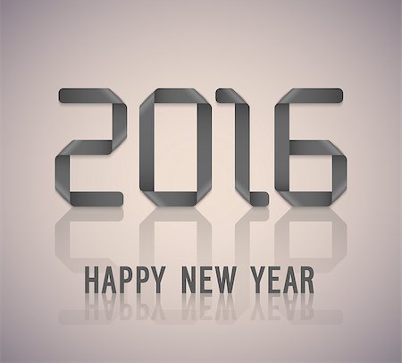 Happy new year 2016 paper postcard. Vector illustration. Stock Photo - Budget Royalty-Free & Subscription, Code: 400-08259898