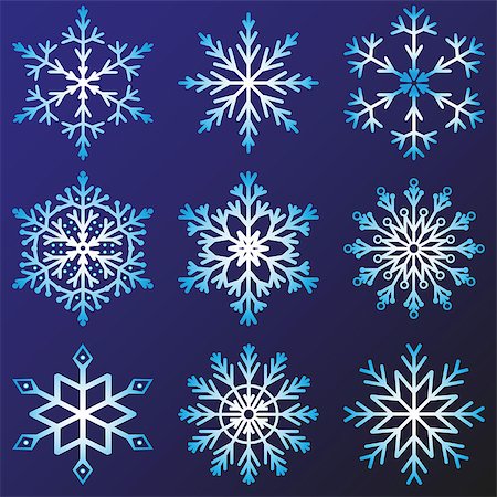 simsearch:622-06487860,k - Set of nine snowflakes. Vector, isolated objects Photographie de stock - Aubaine LD & Abonnement, Code: 400-08259933