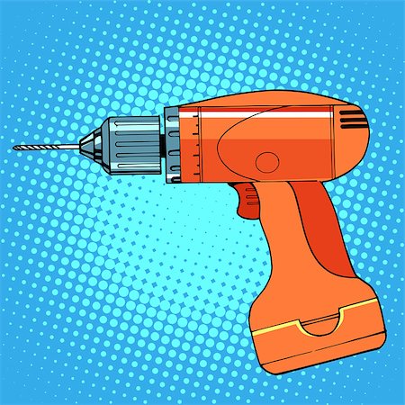 drill and cartoon - work tool drill screwdriver pop art retro style Stock Photo - Budget Royalty-Free & Subscription, Code: 400-08259941