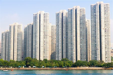 simsearch:400-07033344,k - Apartment building. Hong Kong. China. Sea coast. Foto de stock - Royalty-Free Super Valor e Assinatura, Número: 400-08250188