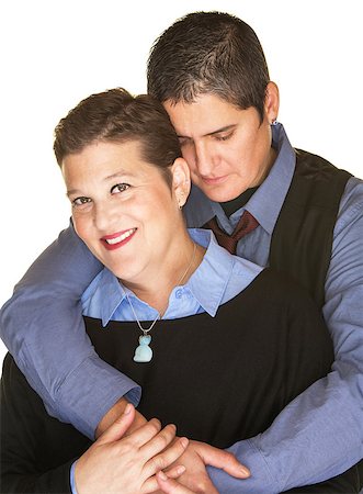 Smiling lesbian female held by partner from back Stock Photo - Budget Royalty-Free & Subscription, Code: 400-08250382