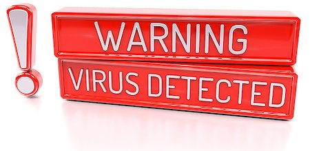 simsearch:400-07748651,k - Warning Virus Detected - 3d banner, isolated on white background Photographie de stock - Aubaine LD & Abonnement, Code: 400-08250504