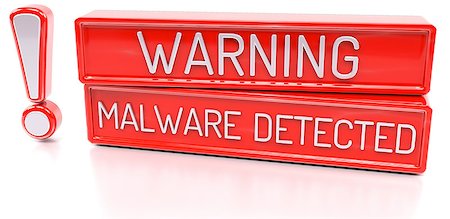 Warning Malware Detected - 3d banner, isolated on white background Stock Photo - Budget Royalty-Free & Subscription, Code: 400-08250502