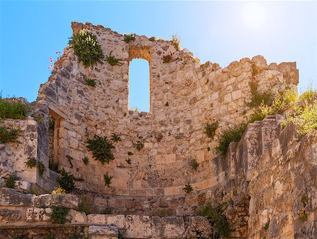 Wall of the ruins of Byzantine church near St. Anne Church and pool of Bethesda in Jerusalem Stock Photo - Budget Royalty-Free & Subscription, Code: 400-08250894