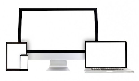 Modern monitor, computer, laptop, smartphone, tablet pc on a white background. Stock Photo - Budget Royalty-Free & Subscription, Code: 400-08250941