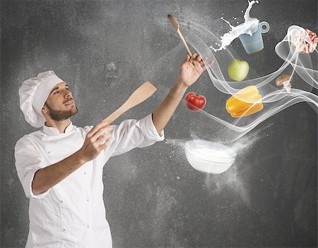 Chef creates a musical harmony with food Stock Photo - Budget Royalty-Free & Subscription, Code: 400-08251086