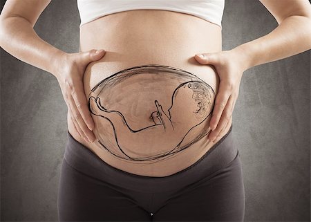 simsearch:400-07557771,k - Pregnant with her child drawn in belly Photographie de stock - Aubaine LD & Abonnement, Code: 400-08251082