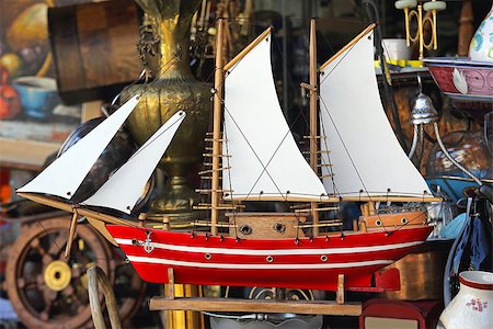 Old Wooden Sail Ship Model at Flea Market Stockbilder - Microstock & Abonnement, Bildnummer: 400-08251317