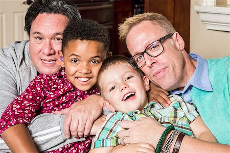Gay parents and their children pose for a photo Stock Photo - Budget Royalty-Free & Subscription, Code: 400-08251339