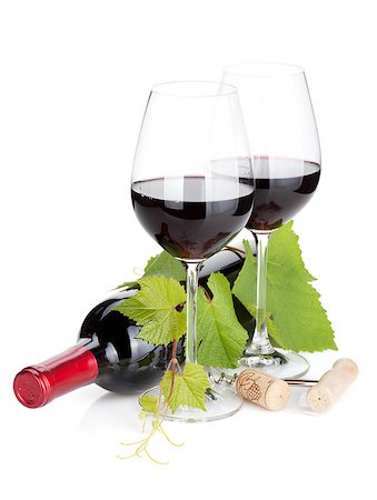 simsearch:400-06796159,k - Red wine bottle and glasses. Isolated on white background Stock Photo - Budget Royalty-Free & Subscription, Code: 400-08251570