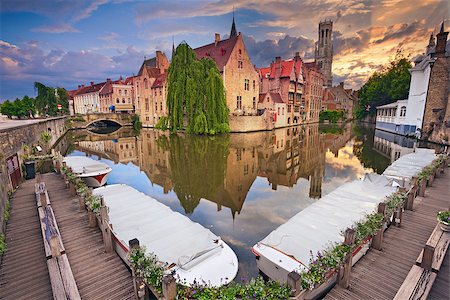 simsearch:400-08076016,k - Image of famous most photographed location in Bruges, Belgium during dramatic sunset. Stock Photo - Budget Royalty-Free & Subscription, Code: 400-08251884