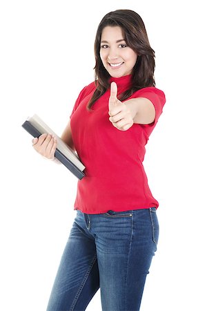 Stock image of happy female student carrying books with casual attire,  isolated on white background Foto de stock - Royalty-Free Super Valor e Assinatura, Número: 400-08251952