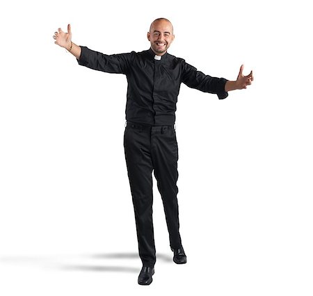 priest blessing - Cheerful man priest meets his faithful smiling Stock Photo - Budget Royalty-Free & Subscription, Code: 400-08252127