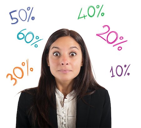 Businesswoman amazed by the percentage of profit Stock Photo - Budget Royalty-Free & Subscription, Code: 400-08252150
