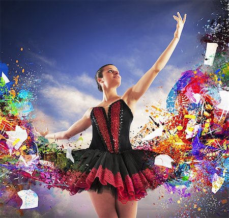 simsearch:400-04283453,k - Classical dancer between colours and musical notes Stockbilder - Microstock & Abonnement, Bildnummer: 400-08252297