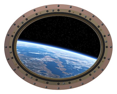 simsearch:400-08112214,k - Futuristic Space Station Porthole. View From Space. 3D Scene. Stock Photo - Budget Royalty-Free & Subscription, Code: 400-08252402