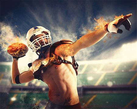 simsearch:400-04044185,k - Football player throws a fireball with power Stock Photo - Budget Royalty-Free & Subscription, Code: 400-08252512