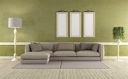 simsearch:400-07797413,k - Modern sofa in a classic living room - 3D Rendering Foto de stock - Royalty-Free Super Valor e Assinatura, Número: 400-08252650