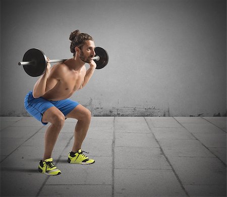 simsearch:400-07045713,k - Man does fitness and training with barbell Stock Photo - Budget Royalty-Free & Subscription, Code: 400-08252709