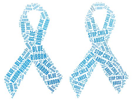 Blue ribbon campaign for Stop Child Abuse campaign made from word illustration isolated on white background Stockbilder - Microstock & Abonnement, Bildnummer: 400-08253075