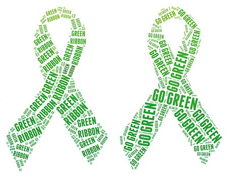 rosliothman (artist) - Green ribbon campaign for Go Green campaign made from word illustration isolated on white background Foto de stock - Super Valor sin royalties y Suscripción, Código: 400-08253077