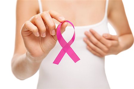 simsearch:400-07745360,k - Woman with a pink breast cancer awareness ribbon Photographie de stock - Aubaine LD & Abonnement, Code: 400-08253086