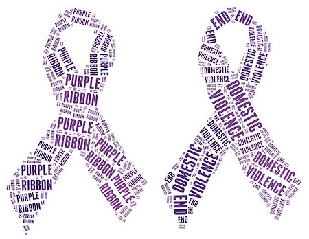 Purple ribbon campaign for Stop Domestic Violence campaign made from word illustration isolated on white background Stock Photo - Budget Royalty-Free & Subscription, Code: 400-08253081