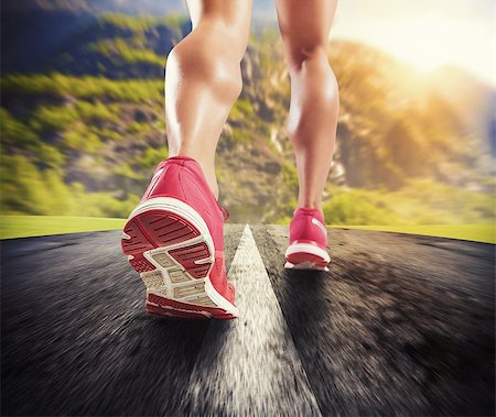 simsearch:400-07682342,k - Legs of sporty woman running on asphalt Stock Photo - Budget Royalty-Free & Subscription, Code: 400-08253472