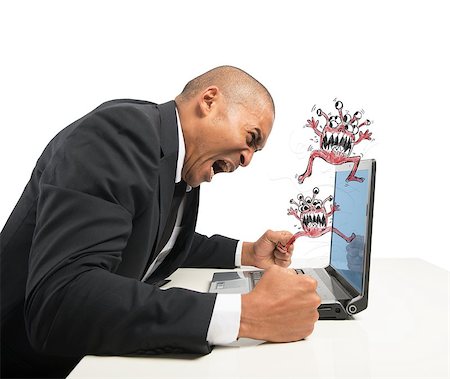 simsearch:400-09030070,k - Businessman pissed because of his computer crashed Stock Photo - Budget Royalty-Free & Subscription, Code: 400-08253736