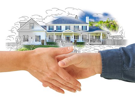 simsearch:400-04000174,k - Man and Woman Shaking Hands in Front of a New House Drawing Photo Combination. Stockbilder - Microstock & Abonnement, Bildnummer: 400-08253987
