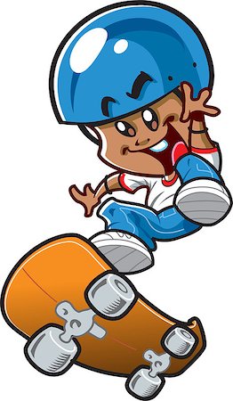 Happy Young Smiling Ethnic Boy Riding a Skateboard Stock Photo - Budget Royalty-Free & Subscription, Code: 400-08264077