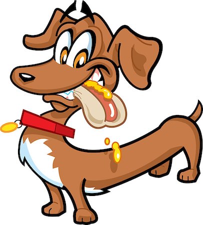 simsearch:400-08651756,k - Happy Dachshund with a Hot Dog in his mouth Fotografie stock - Microstock e Abbonamento, Codice: 400-08264070