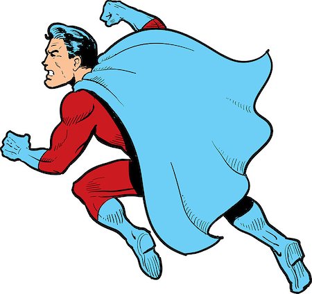 simsearch:400-06758626,k - Classic superhero with cape fighting and throwing a punch Stockbilder - Microstock & Abonnement, Bildnummer: 400-08264084