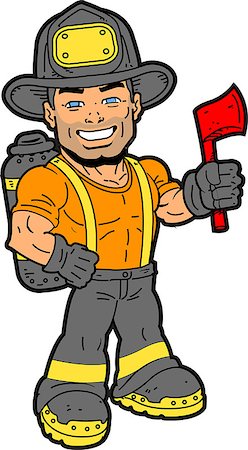 simsearch:400-04379993,k - Handsome Smiling Fireman Holding an Axe Stock Photo - Budget Royalty-Free & Subscription, Code: 400-08264085
