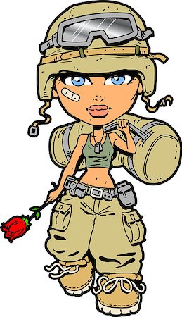 simsearch:400-04434846,k - Returning Female Soldier Holding a Rose Stock Photo - Budget Royalty-Free & Subscription, Code: 400-08264083