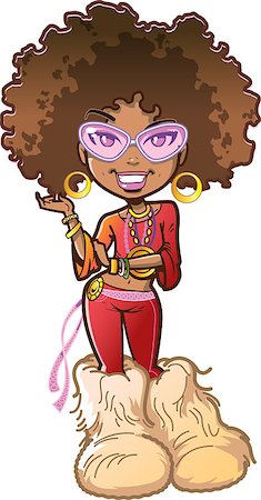 Funky Woman From the Seventies with Big Afro Stock Photo - Budget Royalty-Free & Subscription, Code: 400-08264093
