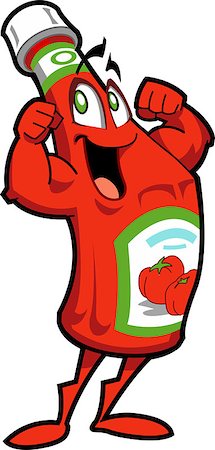 Healthy Happy Ketchup Bottle Cartoon Character Stock Photo - Budget Royalty-Free & Subscription, Code: 400-08264151