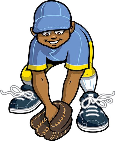 Happy Baseball Softball Little League Outfielder Getting Ready to Catch a Ground Ball Stock Photo - Budget Royalty-Free & Subscription, Code: 400-08264192