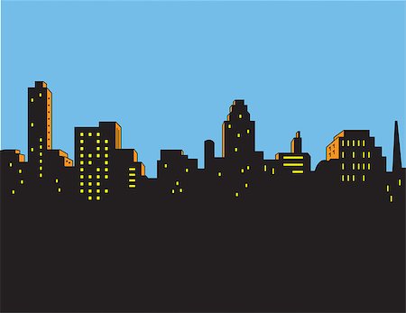 Retro Classic Comics Style City Skyline Photographie de stock - Aubaine LD & Abonnement, Code: 400-08264222