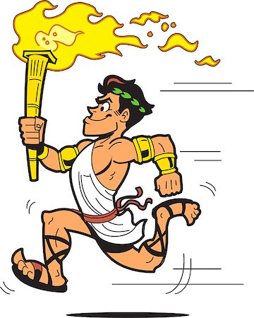 Runner Torch Bearer Dressed in Ancient Greek Toga Foto de stock - Royalty-Free Super Valor e Assinatura, Número: 400-08264236