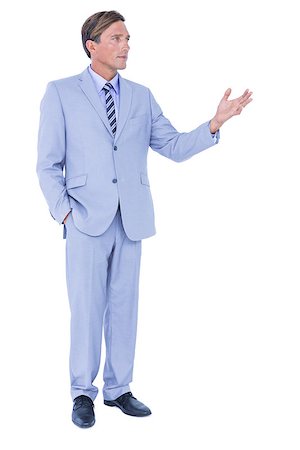 simsearch:400-06879262,k - Handsome businessman gesturing with hands on a white background Stock Photo - Budget Royalty-Free & Subscription, Code: 400-08264661