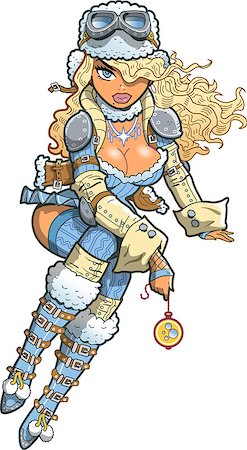 Sexy Blonde Snow Steampunk Girl Stock Photo - Budget Royalty-Free & Subscription, Code: 400-08266103