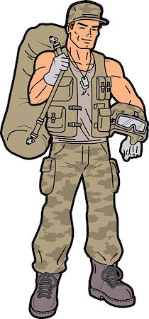 simsearch:400-05030782,k - Handsome Smiling American Soldier with Duffel Bag Stock Photo - Budget Royalty-Free & Subscription, Code: 400-08266137