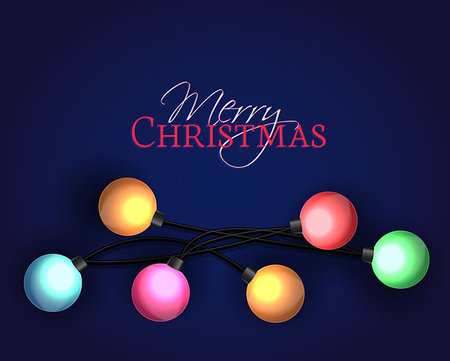 simsearch:400-09095404,k - Vector illustration Christmas decorations glowing lights Fotografie stock - Microstock e Abbonamento, Codice: 400-08260065