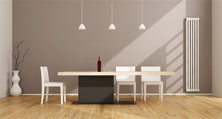 simsearch:400-04196177,k - Minimalist dininig room with modern table and chiair - 3D Rendering Stock Photo - Budget Royalty-Free & Subscription, Code: 400-08260366