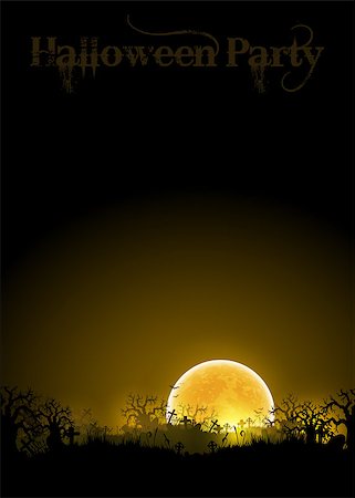 simsearch:400-08260546,k - Halloween background with black night, a cemetery and a  moon Fotografie stock - Microstock e Abbonamento, Codice: 400-08260547
