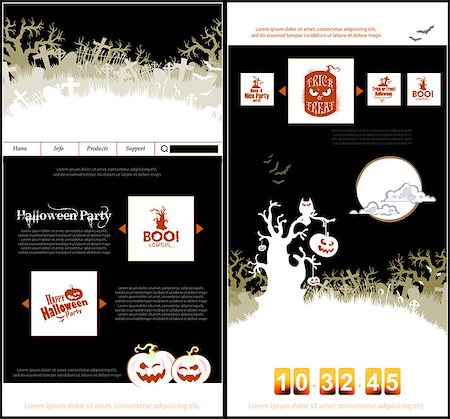 simsearch:400-08260546,k - design template for Halloween party invitations with place for text Fotografie stock - Microstock e Abbonamento, Codice: 400-08260556